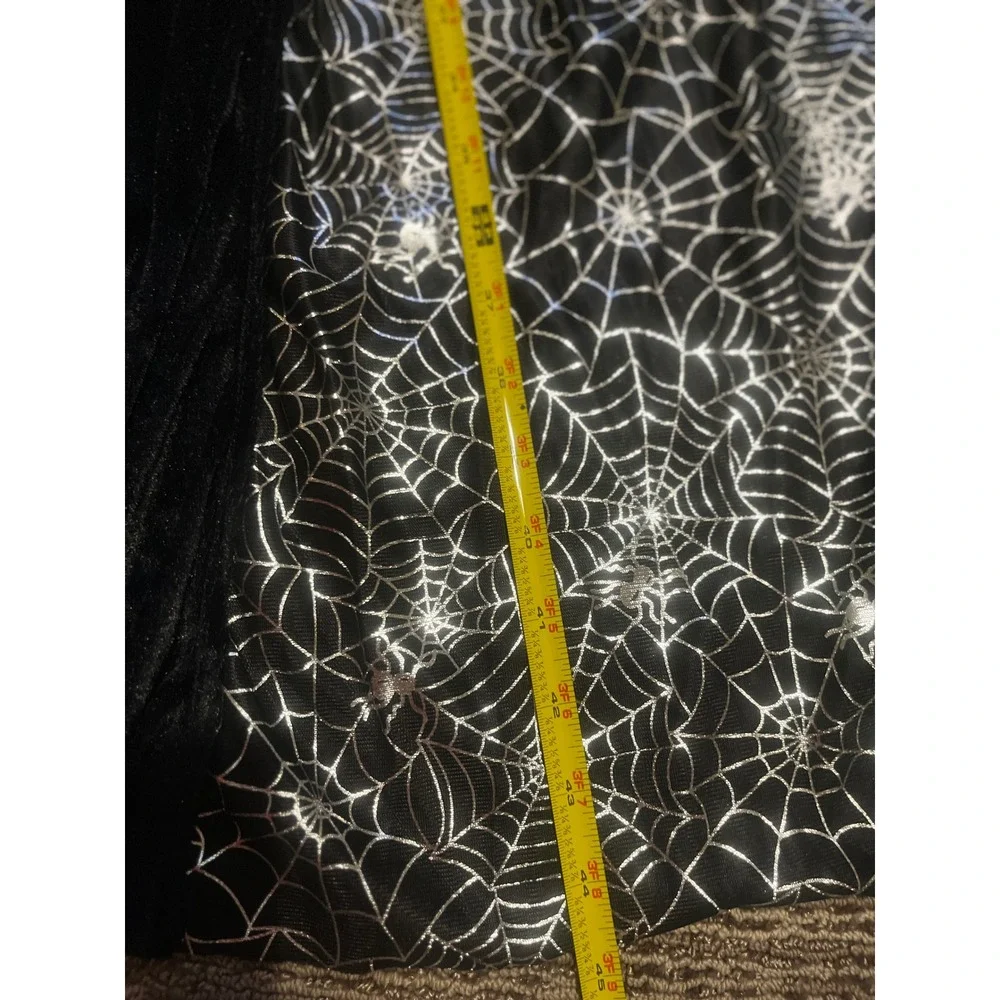 Amscan Girls Black Velvet Spiderweb Vampire Witch Halloween Costume Dress 44in